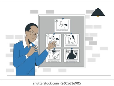 Game storyboarding isolated cartoon vector illustrations. Group of diverse developers deals with game prototyping, modern IT technology, storytelling process, teamwork idea vector cartoon. 2653