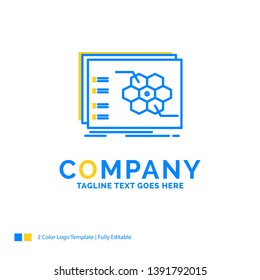 Game, strategic, strategy, tactic, tactical Blue Yellow Business Logo template. Creative Design Template Place for Tagline.