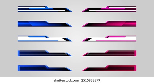 Game and stream overlay panel design template on white background. Vector illustration. Futuristic digital design for screen interface. 