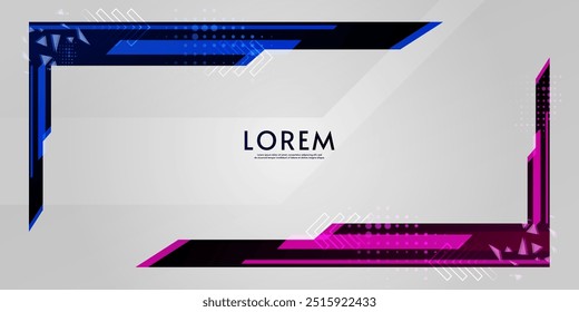 Modelo de design de painel de sobreposição de jogos e transmissão em fundo branco. Ilustração vetorial. Design digital futurista para interface de tela. 