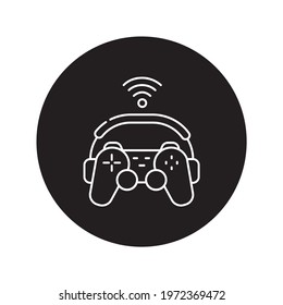 Game streaming black glyph icon. Pictogram for web page, mobile app, promo. UI UX GUI design element. Editable stroke.
