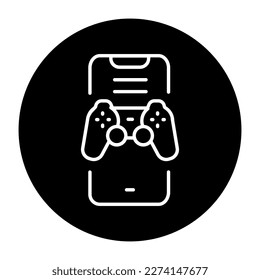 Icono de streaming de juego en la línea negra del teléfono. Promoción en línea. Pictograma para página web.
