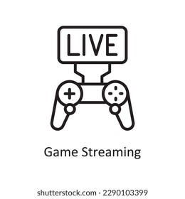  Game Streaming Vector Outline icon Design illustration. Gaming Symbol on White background EPS 10 File