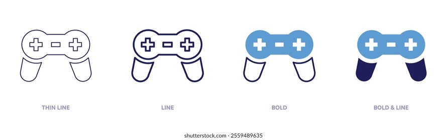 Game streams icon in 4 different styles. Thin Line, Line, Bold, and Bold Line. Duotone style. Editable stroke.