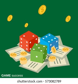 Game success flat 3d isometric vector concept illustration