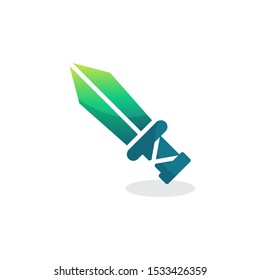 Game sword flat icon, vector sign, Medieval Sword colorful pictogram isolated on white. Symbol, logo illustration. Flat style design