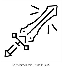 Game sword icon in linear style 
