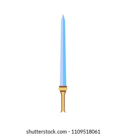Game sword medieval isolated vector symbol kinight icon. Metal sign element design warrior art. Fantasy graphic battle object weapon. Cartoon iron gamer fight power dagger. 