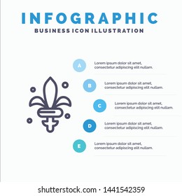 Game, Sword, Weapon, Madrigal Line icon with 5 steps presentation infographics Background