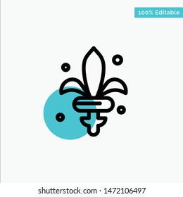 Game, Sword, Weapon, Madrigal turquoise highlight circle point Vector icon