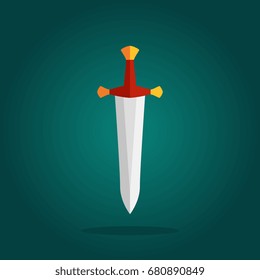 Game Swords Icon Collection in Flat Style. Knives Sharp Blades Symbols Set Isolated on White Background. Daggers Illustration