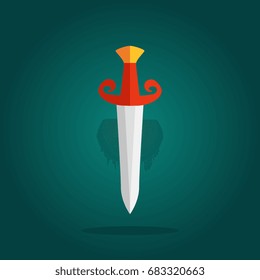Game Swords Icon Collection in Flat Style. Knives Sharp Blades Symbols Set Isolated on White Background. Daggers Illustration
