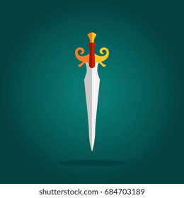 Game Swords Icon Collection in Flat Style. Knives Sharp Blades Symbols Set Isolated on White Background. Daggers Illustration