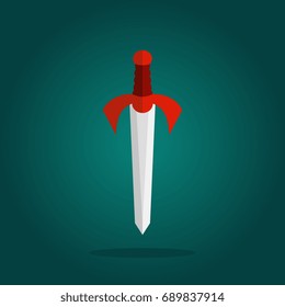 Game Swords Icon Collection in Flat Style. Knives Sharp Blades Symbols Set Isolated on White Background. Daggers Illustration