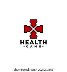 game symbol logo design and 4 syringes on each side.