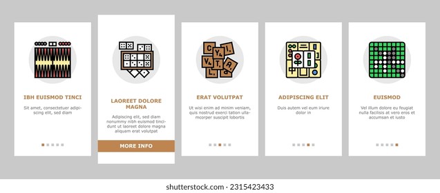 game table play board onboarding mobile vector. home family, people fun, together child, young happy, wooden kid, card father, gamer game table play board illustrations