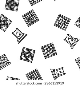 game table play board vector seamless pattern thin line illustration