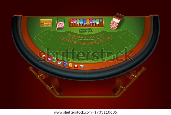 Game table for playing blackjack. View from\
above. Isolated. Vector\
illustration
