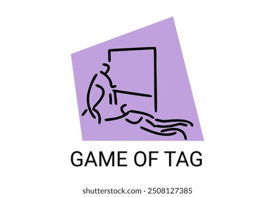 Game of tag sport vector line icon. an athlete playing chase tag. sport pictogram, vector illustration.