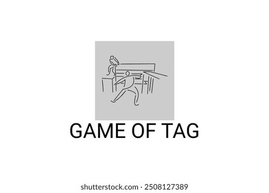 Game of tag sport vector line icon. an athlete playing chase tag. sport pictogram, vector illustration.