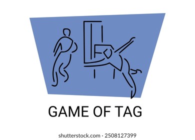 Game of tag sport vector line icon. an athlete playing chase tag. sport pictogram, vector illustration.