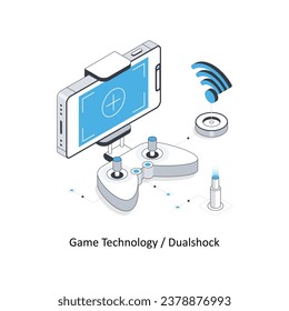 Ilustración de stock isométrica de Game Technology y Dualshock. Archivo EPS