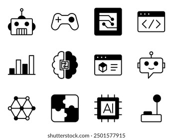 game technology icon symbol vector template collection