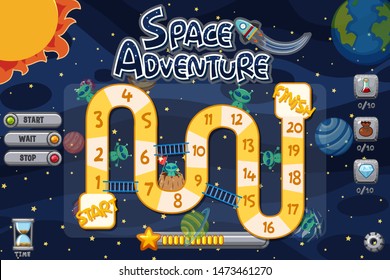 Game template with aliens in dark space illustration