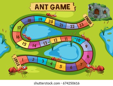 Game template with ant colony in background illustration