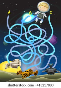Spielvorlage mit Astronaut in der Weltraumgrafik