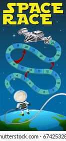 Game template with astronaut and spaceship illustration