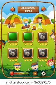 Game template with camping theme illustration