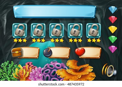 Game template with cave in background illustration