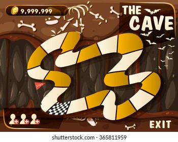 Game template with cave and bats illustration