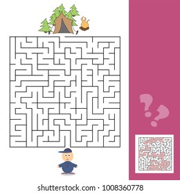 Game template with children camping - illustration with answer