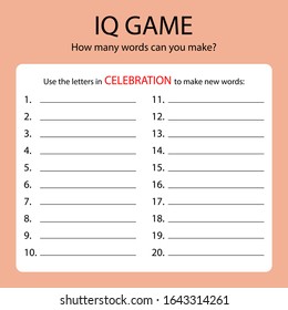 Game Template Create New Words Using Stock Vector Royalty Free 1659021145 Game Template Create New Words Using Stock Vector Royalty Free 1659021145