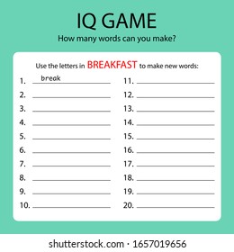 Game template / Create new words using letters of proposed word