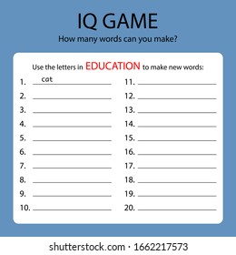 Game template / Create new words using letters of proposed word