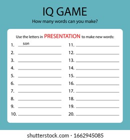 Game Template Create New Words Using Stock Vector (Royalty Free ...