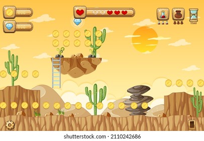 Ilustración de la escena del bosque desierto de plantillas de juego
