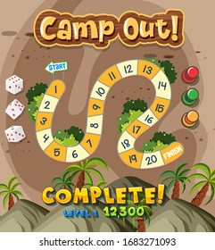Diseño de plantillas de juego con ilustración de campo de palabras