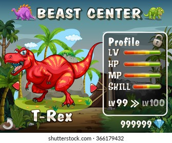 Game template with dinosaur background illustration