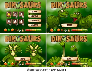 Game template with dinosaur theme illustration