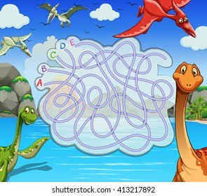 Game Template Dinosaurs Lake Illustration Stock Vector (Royalty Free ...