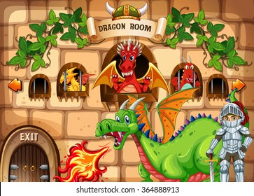 Game template with dragon and knight illustration