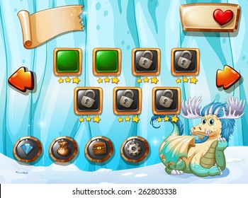 Game template with dragon and snow background