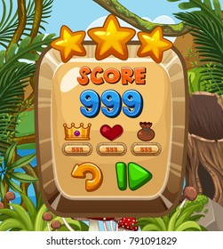 Game template with forest in background illustration