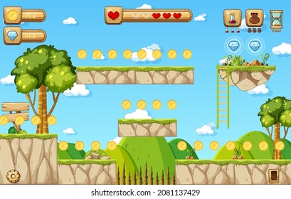 A Game Template Forest Scene illustration
