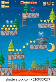 ilustración Escenario de bosque de plantillas de juego
