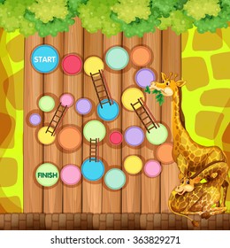Game template with giraffes in background illustration